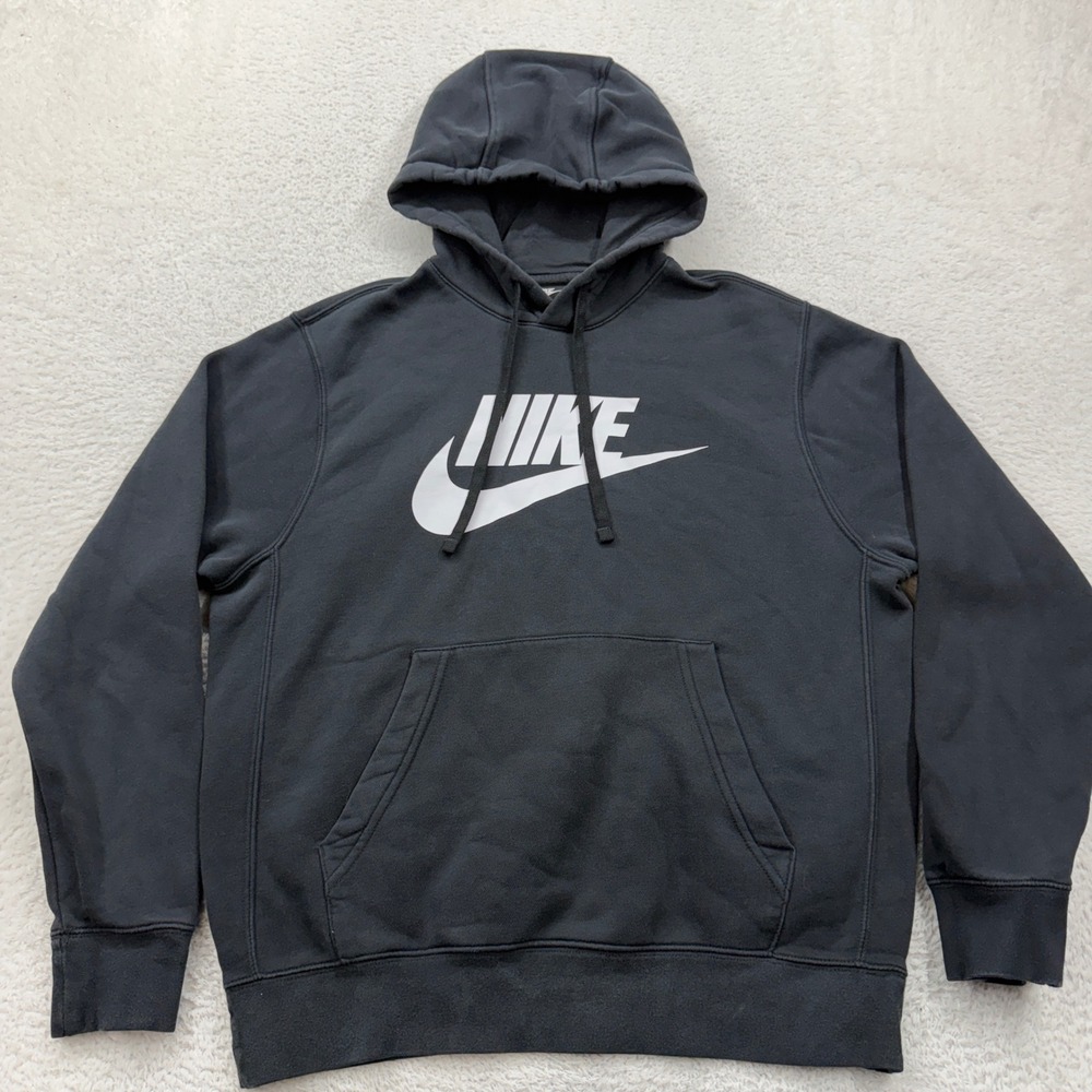 Nike Sportswear Club Fleece Hoodie Black White Futura Logo Mens M‎ BV2973-010